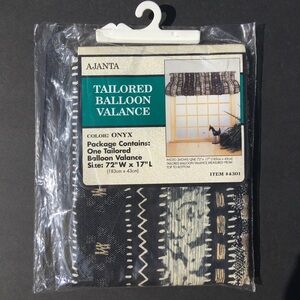 Ajanta Balloon Valance Tailored Tribal Print 72” x 17” Onyx Made In USA New